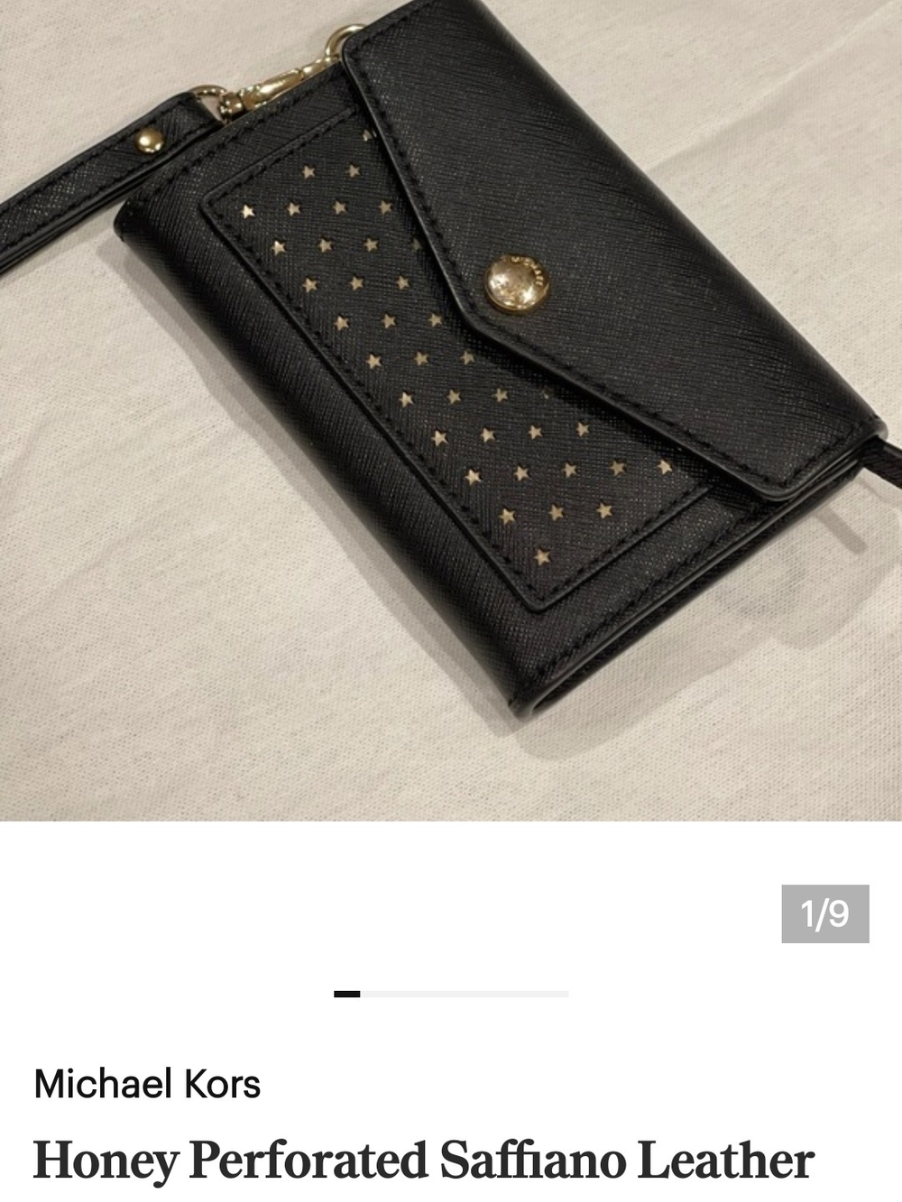 Michael Kors EUC! Black HONEY STAR Saffiano Mini Wristlet